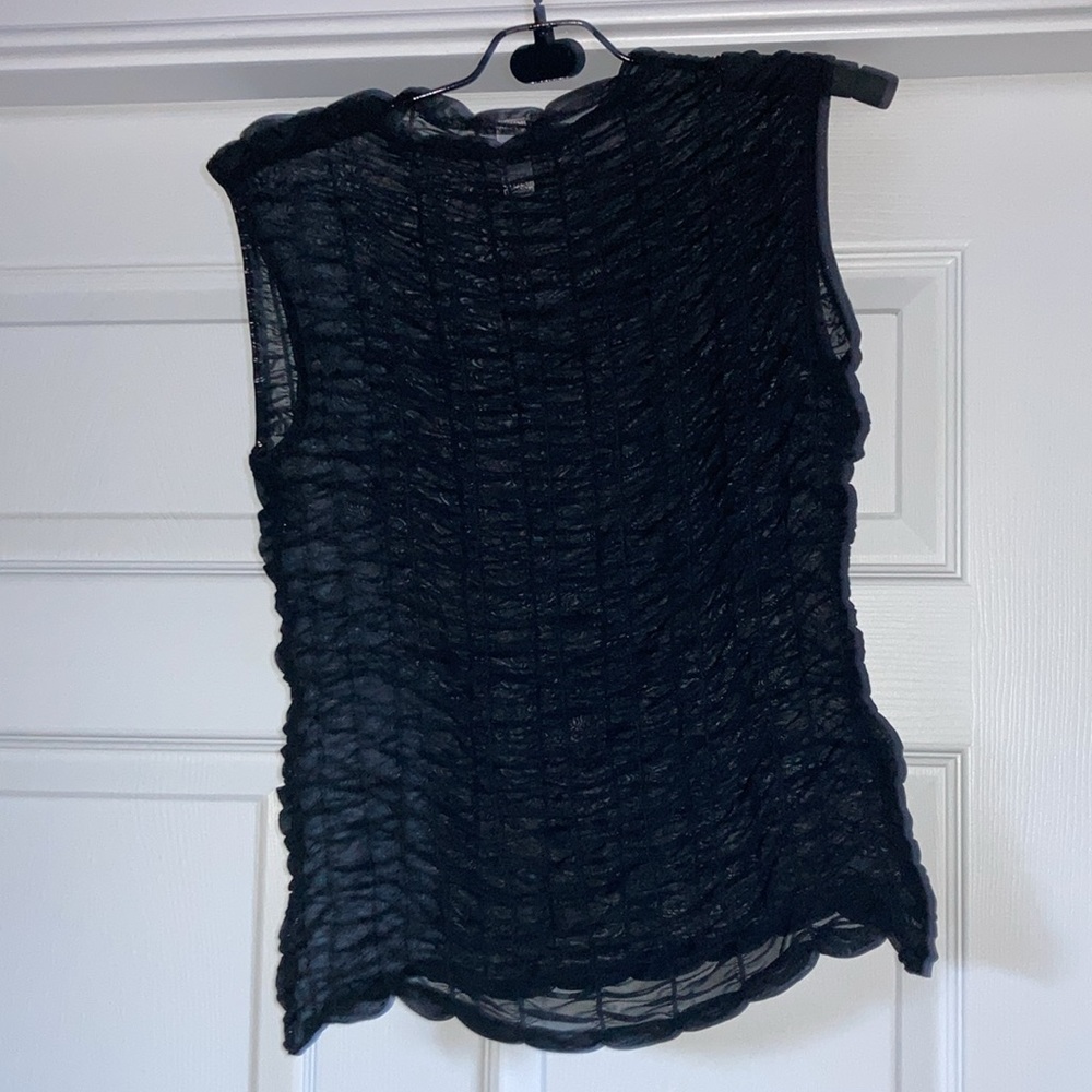 Black Ruched Sleeveless Tank Sz L